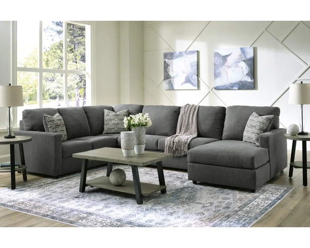 Modern Charcoal Sectional Sofa with Right-Facing Chaise and Track Arms