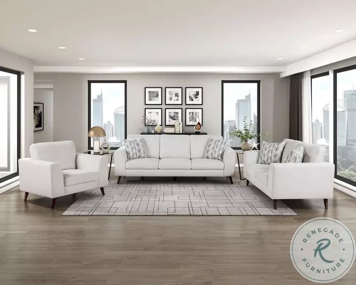 Modern Contemporary Set Off-White with All-Over Button Tufting