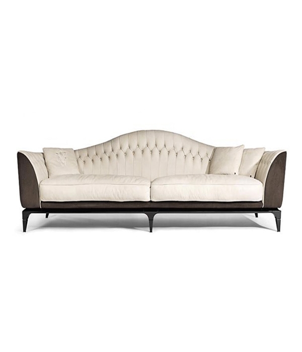 Modern Curved Camelback Sofa on Plinth Base for Minimalist Living Room