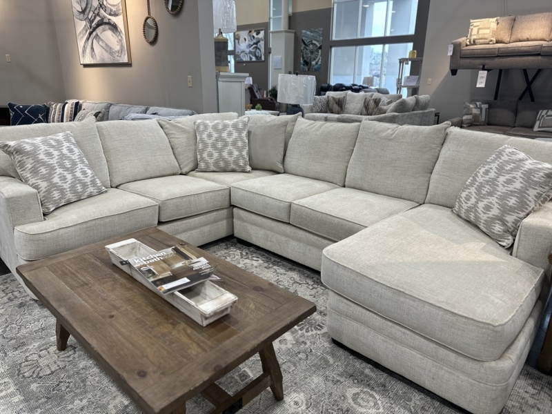 Modern Dark Gray Sectional Sofa Large Scale Seating RAF Chaise