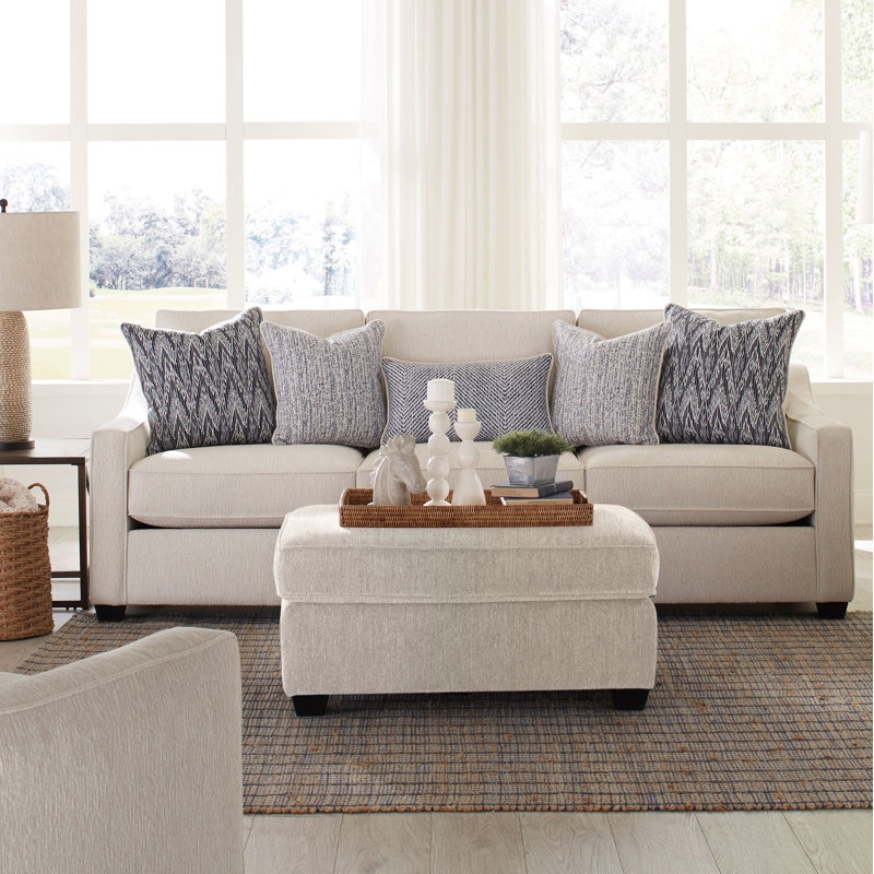 Modern Farmhouse Cream Tuxedo Sofa with Multi-Cushion Back