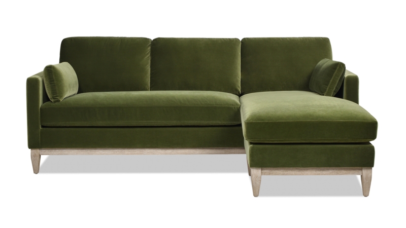 Modern Farmhouse Sectional Olive Green Tufted Back Tapered Legs