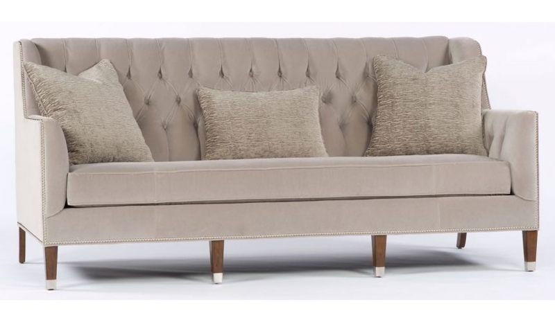 Modern High-Back Sofa with Vertical Channel Tufting in Charcoal
