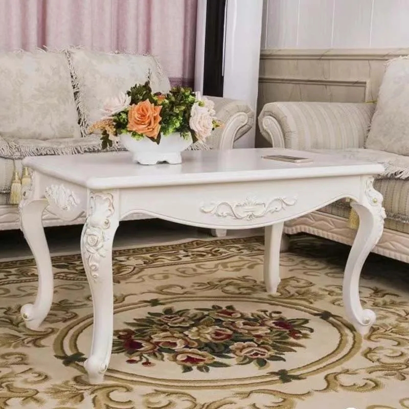 Modern Ivory and Wood Coffee Table with Storage Shelf