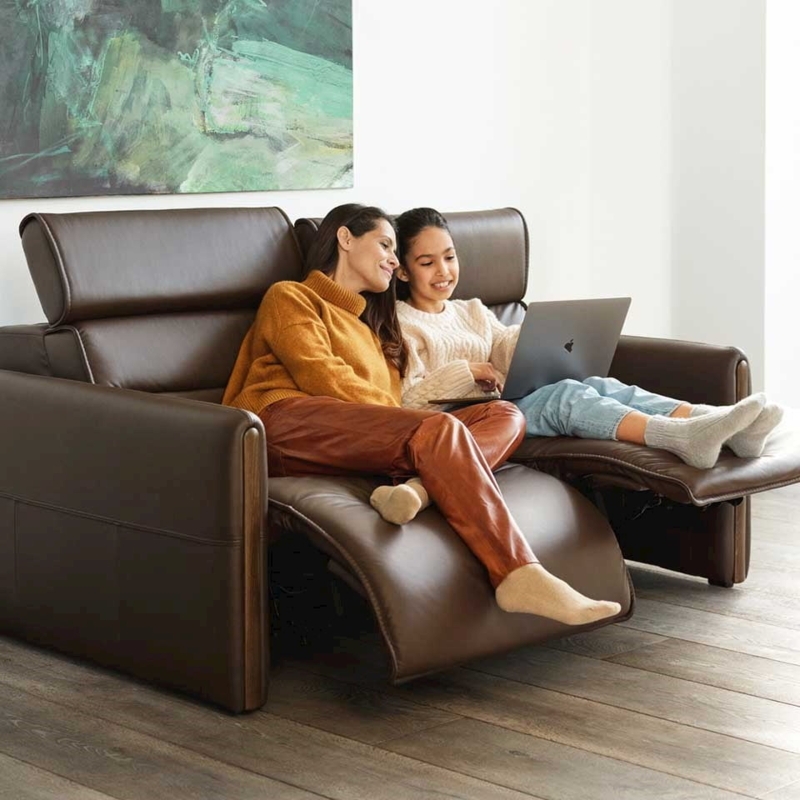 Modern Light Blue Power Reclining Sectional with Channel Tufting