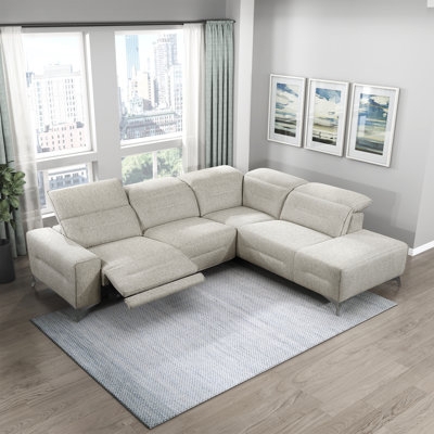 Modern Light Gray Chenille Power Reclining Sectional