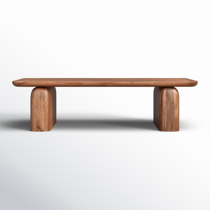 Modern Light Wood Sled Coffee Table, Low Profile