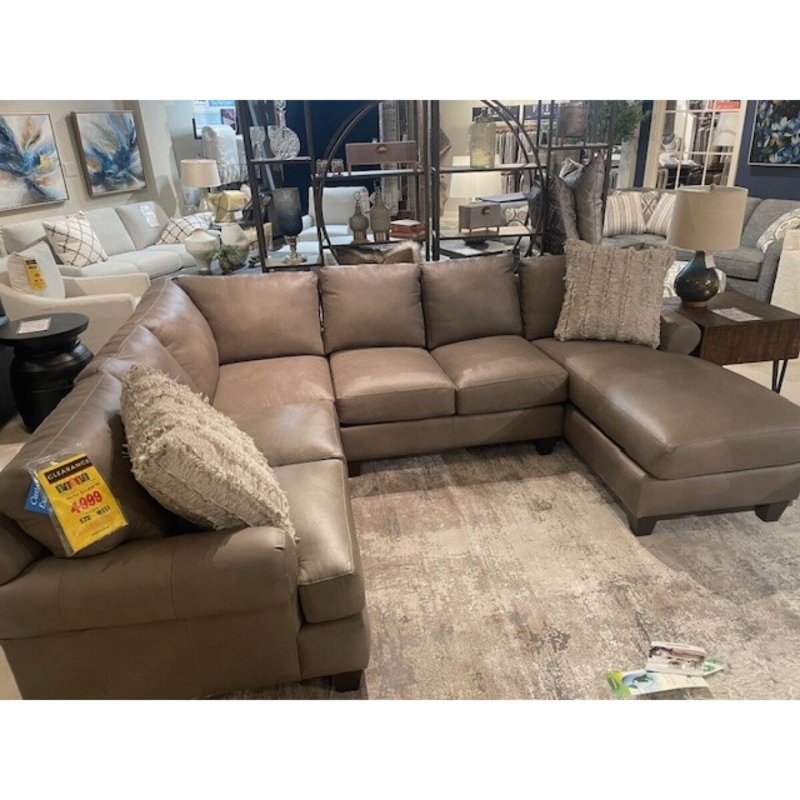 Modern Marsala Sectional Sofa, Track Arms on Geometric Rug