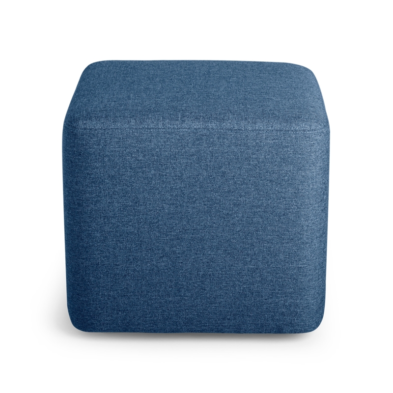 Modern Navy Blue Block Ottoman with Horizontal Seam