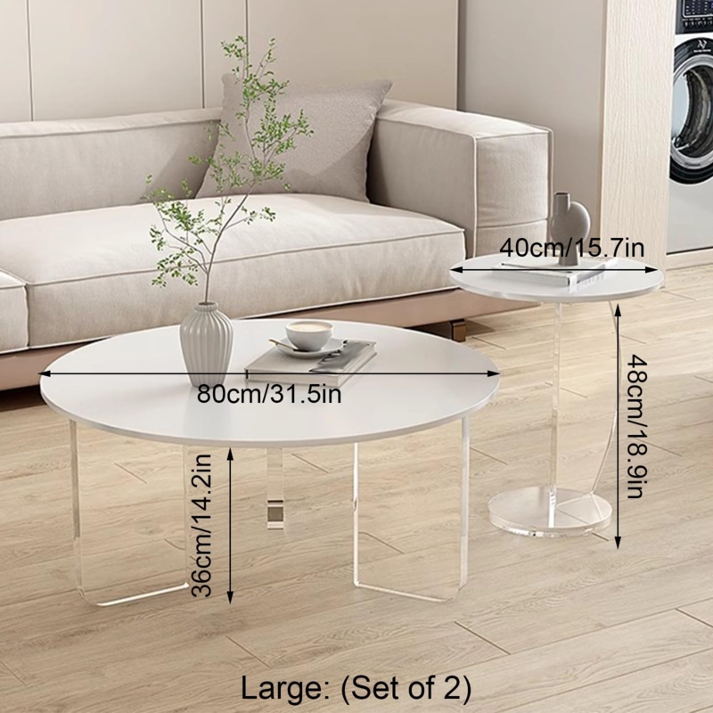 Modern Nesting Coffee Tables with Marble Top and Acrylic Legs