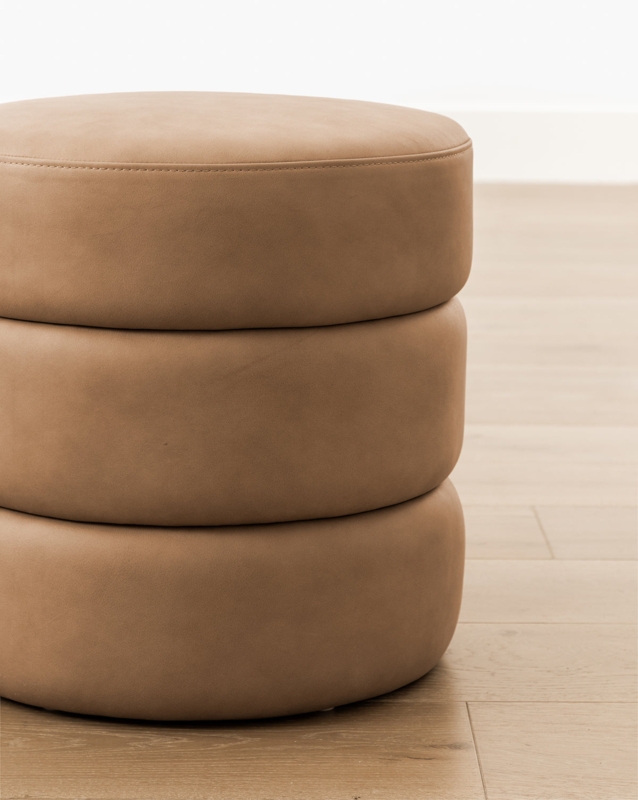 Modern Rectangular Channel Stitch Ottoman on Metal Base