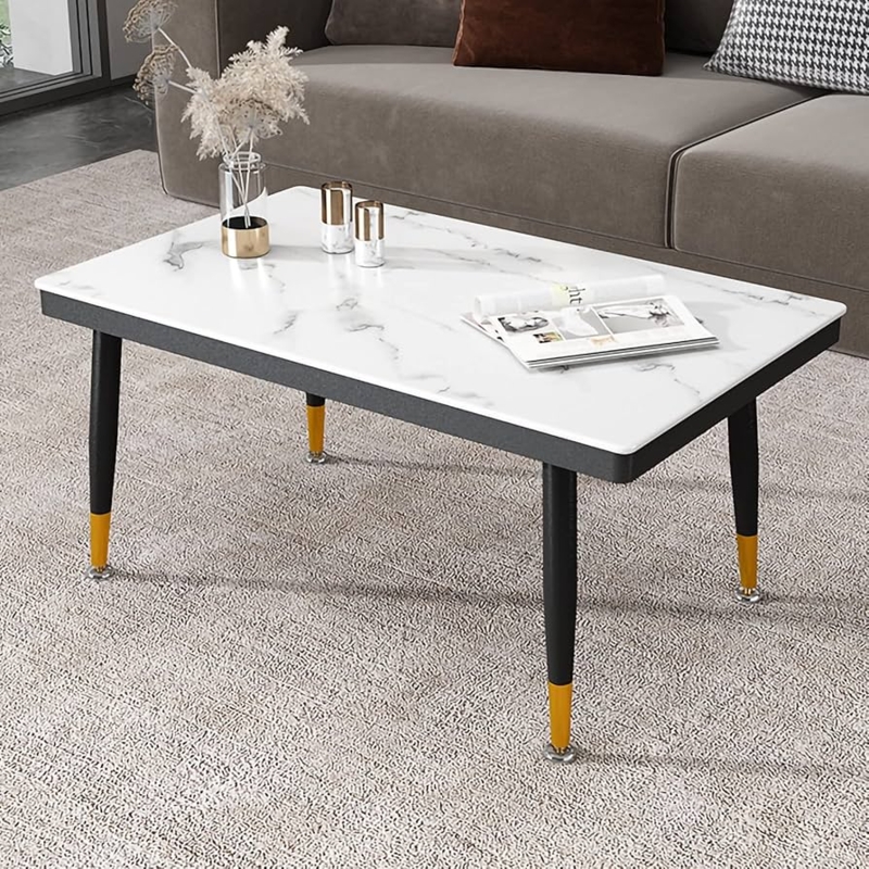 Modern Rectangular Sintered Stone Coffee Table Architectural Legs