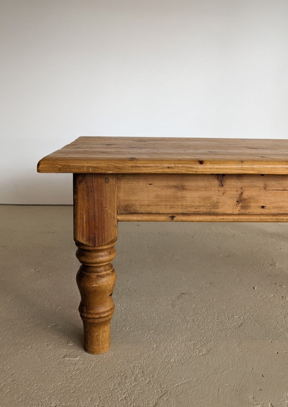 Modern Rustic Coffee Table Honey Pine Finish Block Legs