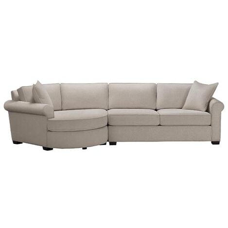 Modern Track Arm Sectional Sofa in Gray Fabric with Tapered Legs