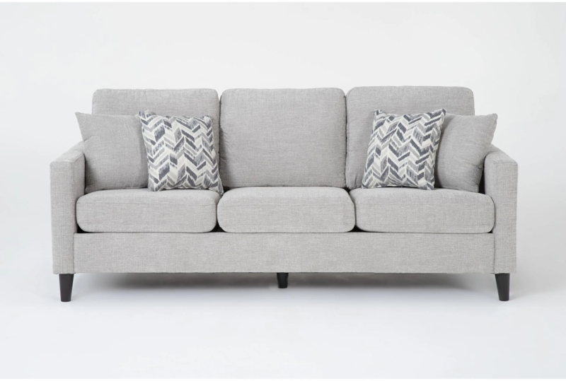 Modern Track Arm Sofa Light Grey Upholstered Tapered Legs