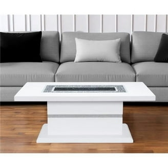 Modern Transitional Coffee Table - 50" X 30" White Oak No Assembly Shelf  Beneath With One -