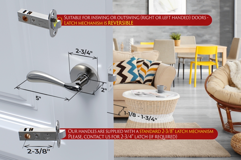 Modern Two-Tone Door Lever with Square Rosette & Privacy Pin