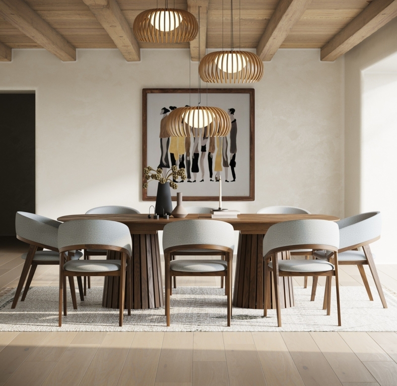 Modrest Truman - Mid-Century Modern Walnut Extendable Dining Set