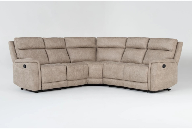 Modular Reclining Sectional Beige Fabric Armless Middle Sections