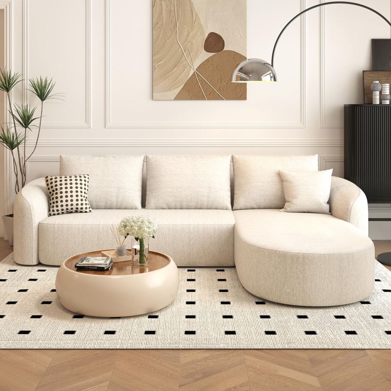 Modular Sectional Off-white Boucle Cloud Silhouette