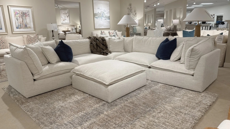 Modular Sectional Sofa 5-Piece Low Profile Textured Gray