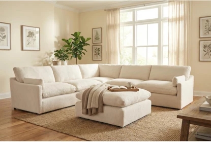 Modular Sectional Sofa Cream Low Profile Blocky Silhouette