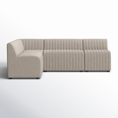 Modular Sectional Sofa Cream Woven Low Profile L-Shaped