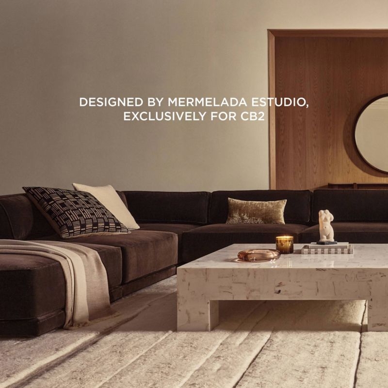 Modular Sectional Sofa Dark Brown Velvet Armless Low Profile Design