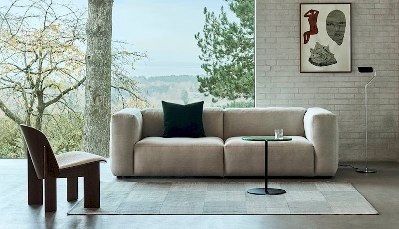 Modular Sectional Sofa, Light Beige Rounded Edges, Low Profile Design