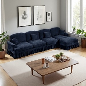 Modular Sectional Sofa Light Grey Movable Ottoman L-Shaped Silhouette