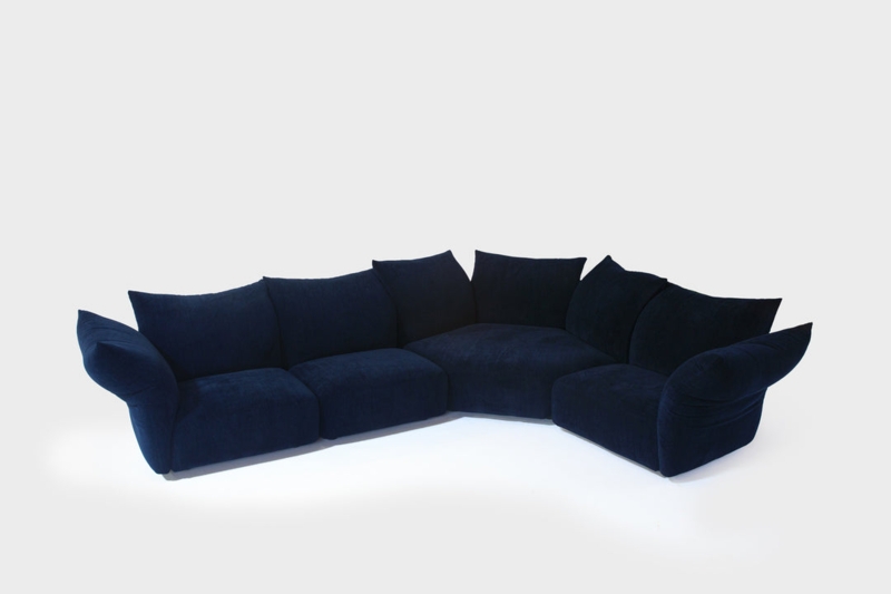Modular Sectional Sofa with Adjustable Backrests in Dark Blue