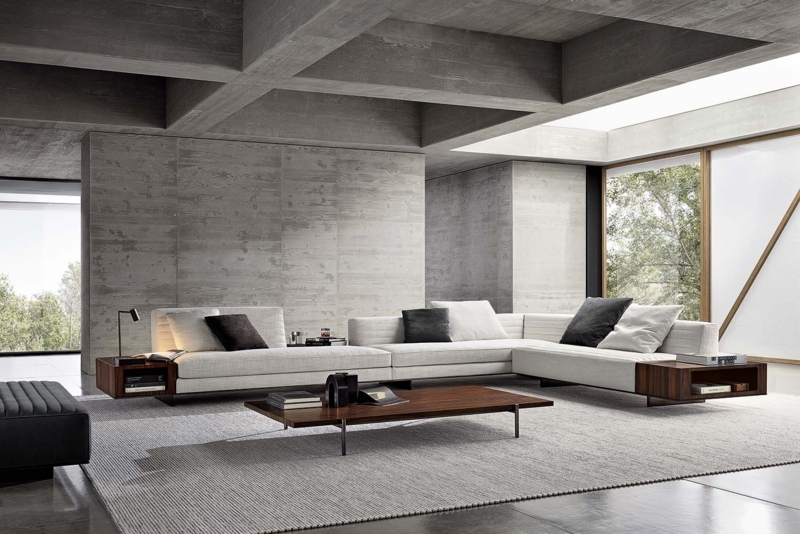 Modular Sectional Sofa with Integrated Side Table