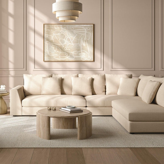 Modular Sectional Sofa with Low Profile Block Silhouette, L-Shaped