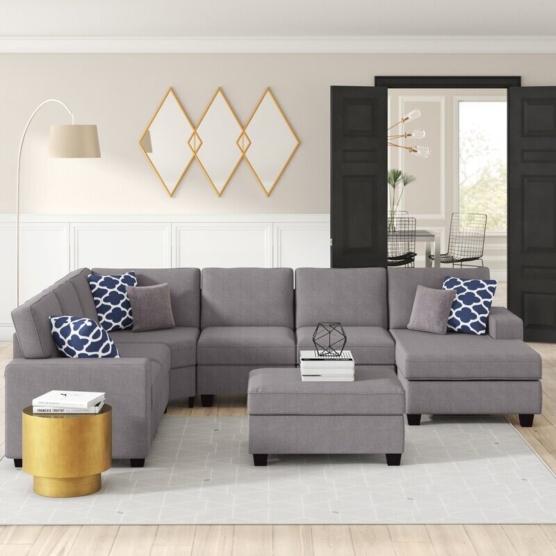 Modular Sectional Sofa with Ottoman & Low Profile Design