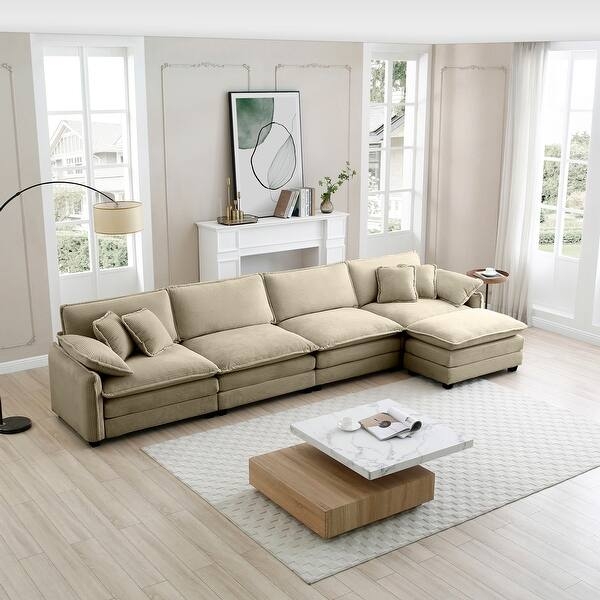 Modular Sectional Sofa with Unique Tiered Cushion Design