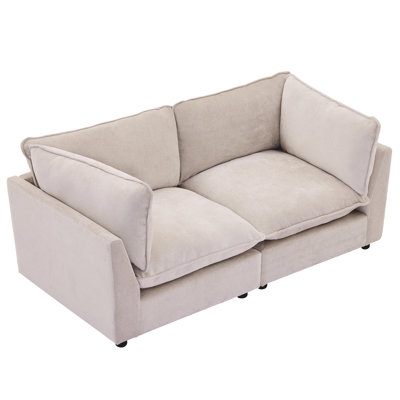 Modular Sofa Low Profile Textured Weave Two Piece Design