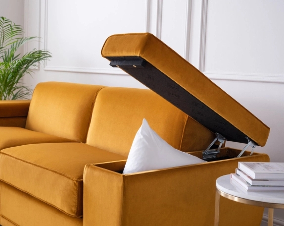 Modular Storage Sectional featuring Lift Top Seat Mechanism