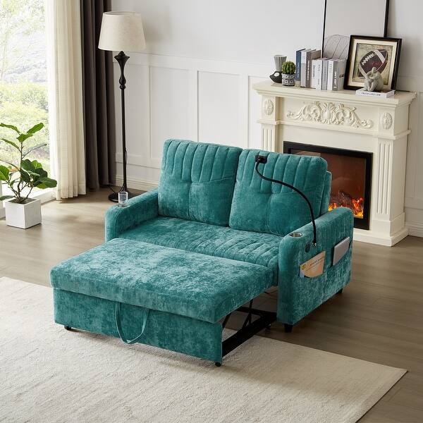 Multifunctional Small Space Sleeper Sofa with Phone Mount and Cup Holders