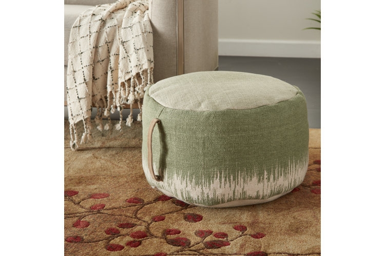 Navy Blue Square Pouf, Cube Silhouette, Visible Stitching Detail