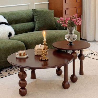 Nesting Coffee Table Set, Marbled Stone-Look Tops