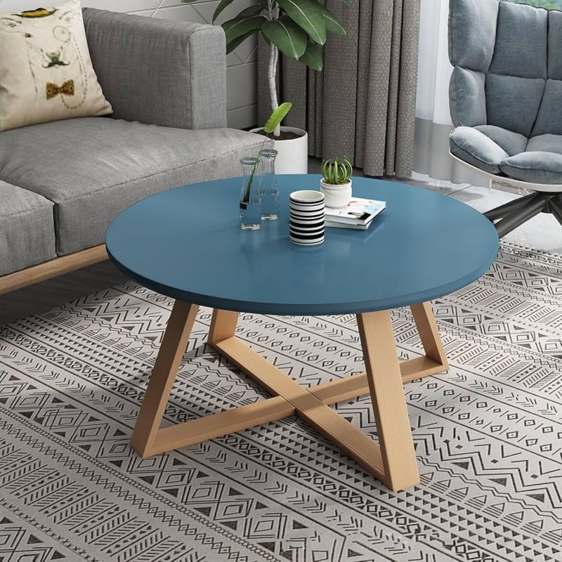 Nesting Coffee Tables Round Grey Marbled Top Set