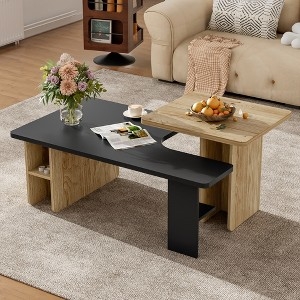 Nesting Coffee Tables Set Industrial Wood Metal Farmhouse Rectangle