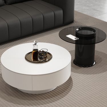 Nesting Coffee Tables Slim Metal Frame Contrasting Tops Contemporary