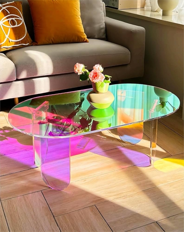 Nesting Tables Iridescent Acrylic Modern Holographic Finish Set