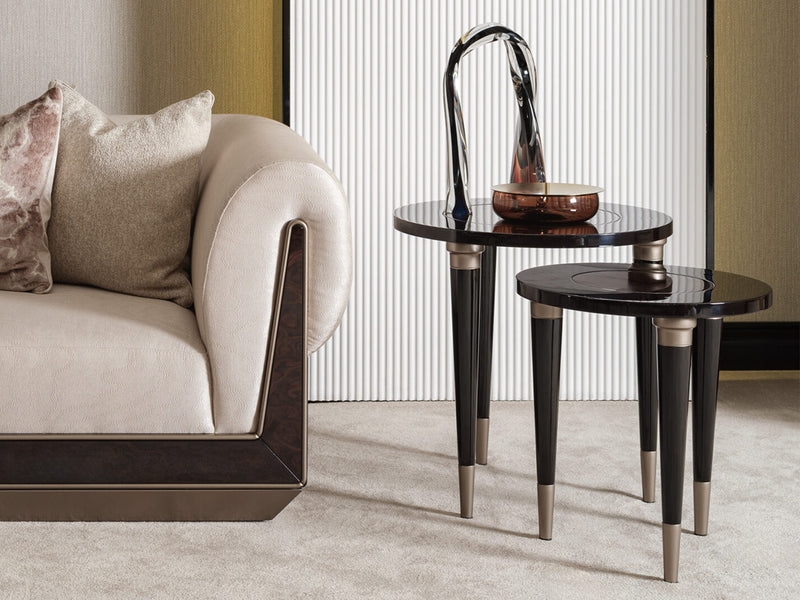 Nesting Tables Set with Tiered Circular Design and Slim Metal Legs