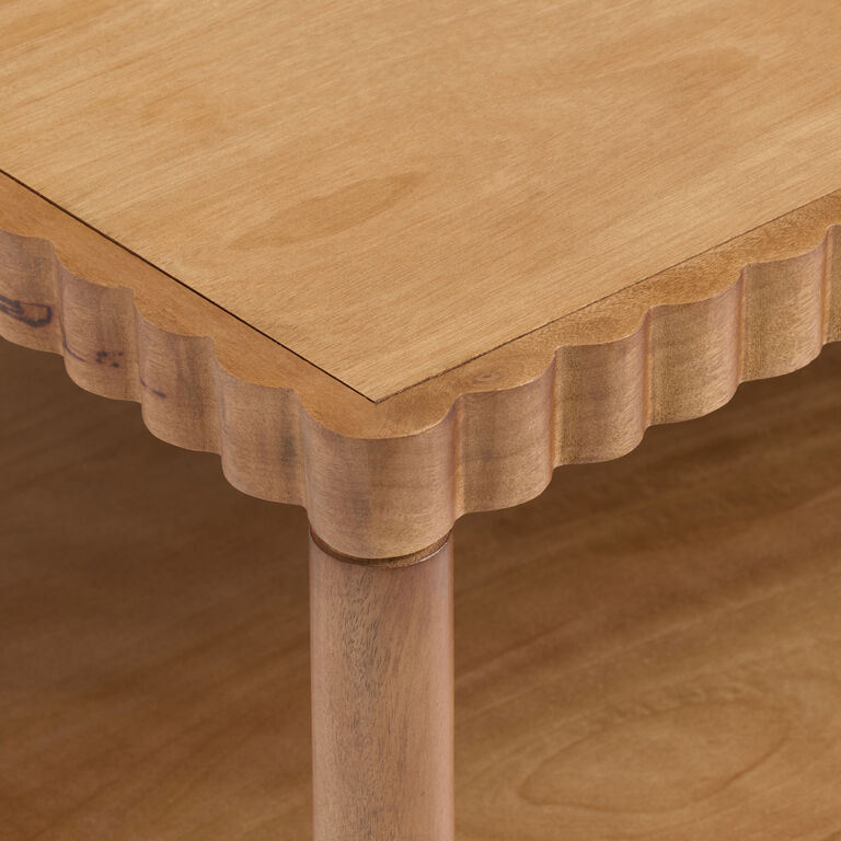 Niva Hazelnut Wood Scalloped Coffee Table with Shelf by World Market