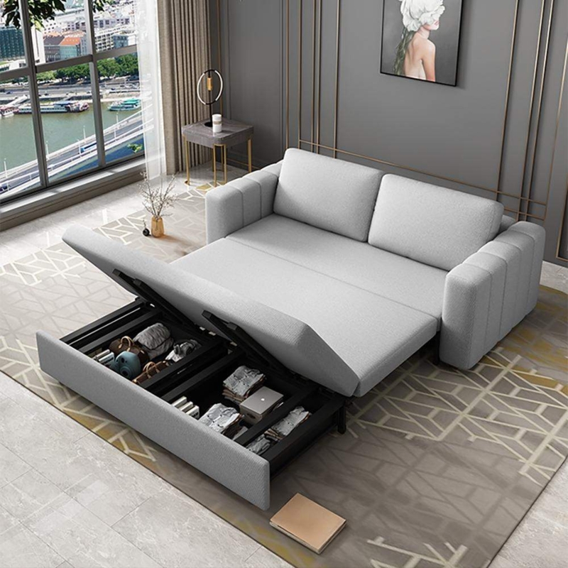 Nordic Style Dark Gray Sleeper Sofa with Blocky Silhouette