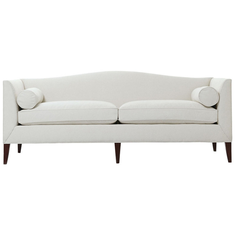 Off-White Camelback Sofa Sculptural Back Transitional Tapered Legs