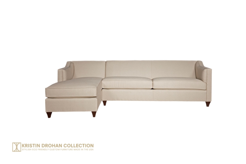 Off-White Linen-Like Sectional Sofa Block Feet Contemporary Style