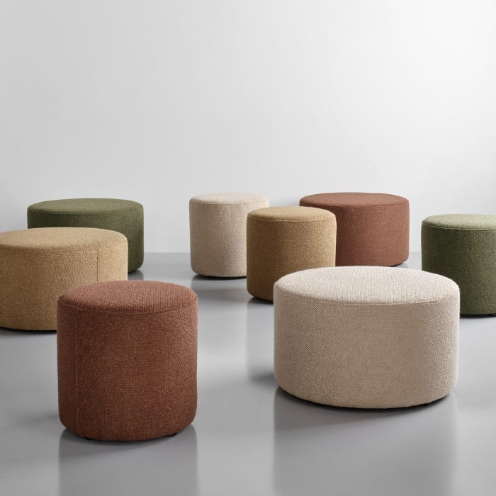 Off-White Oversized Circular Pouf, Woven Texture Minimalist Cushion